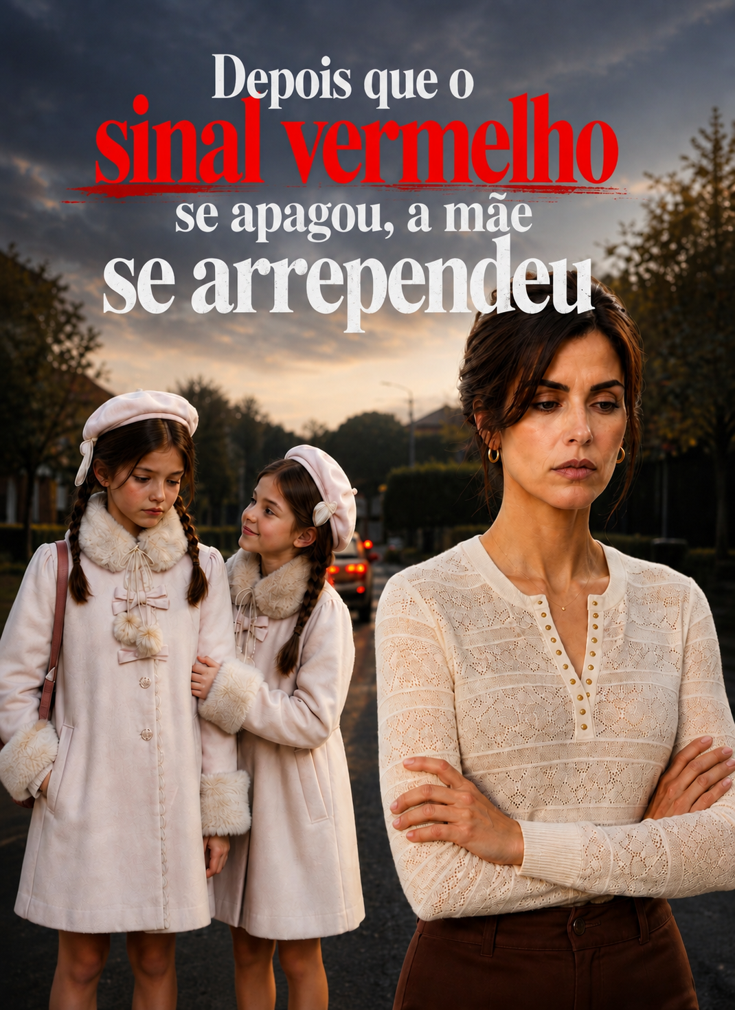 Depois que o sinal vermelho se apagou, a mãe se arrependeu