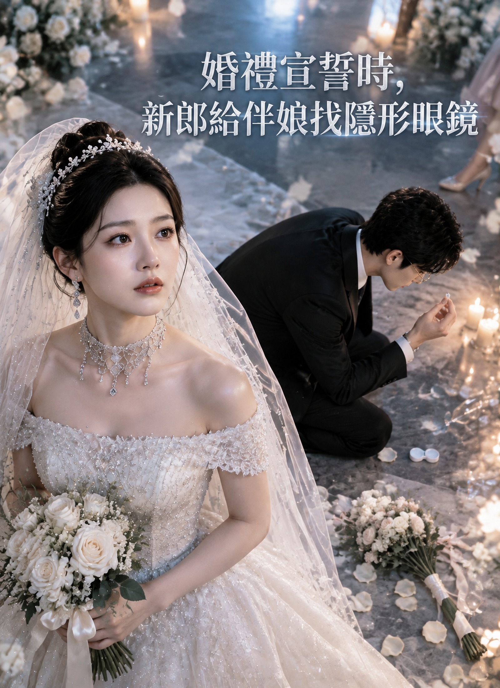 婚禮宣誓時，新郎給伴娘找隱形眼鏡